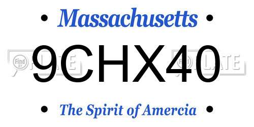 9CHX40 Massachusetts License Plate