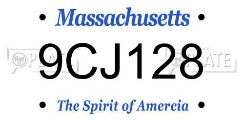 9CJ128 Massachusetts License Plate