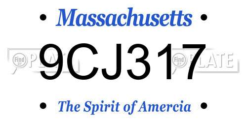 9CJ317 Massachusetts License Plate