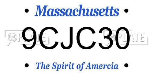 9CJC30 Massachusetts License Plate