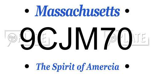 9CJM70 Massachusetts License Plate