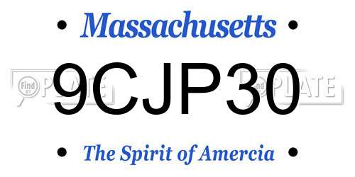 9CJP30 Massachusetts License Plate
