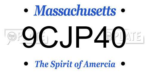 9CJP40 Massachusetts License Plate