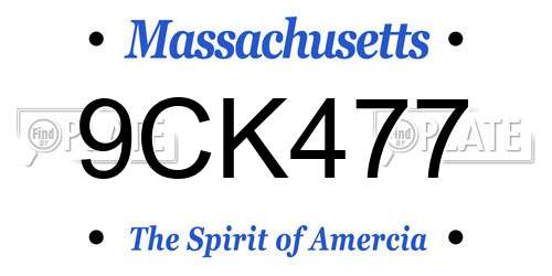 9CK477 Massachusetts License Plate