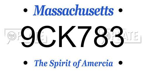 9CK783 Massachusetts License Plate
