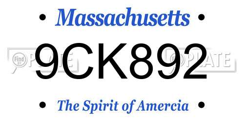 9CK892 Massachusetts License Plate