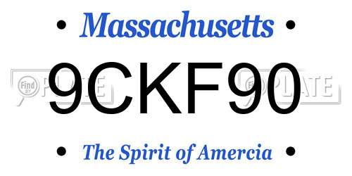 9CKF90 Massachusetts License Plate
