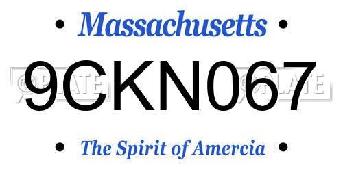 9CKN067 Massachusetts License Plate