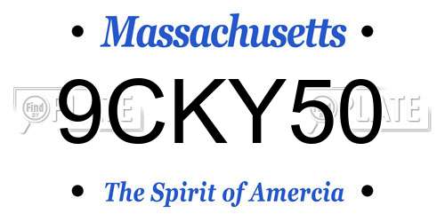 9CKY50 Massachusetts License Plate