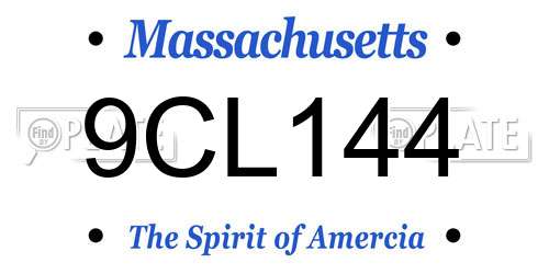 9CL144 Massachusetts License Plate
