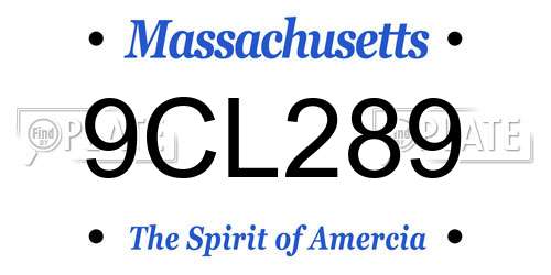 9CL289 Massachusetts License Plate