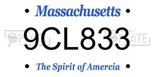 9CL833 Massachusetts License Plate