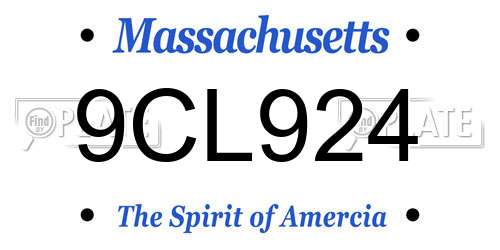 9CL924 Massachusetts License Plate