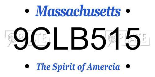 9CLB515 Massachusetts License Plate