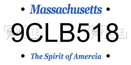 9CLB518 Massachusetts License Plate