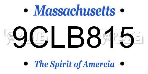 9CLB815 Massachusetts License Plate