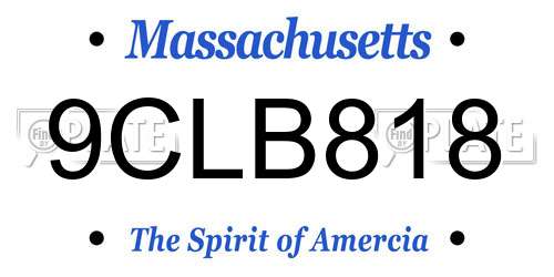 9CLB818 Massachusetts License Plate