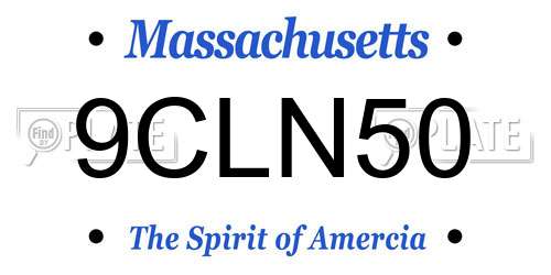 9CLN50 Massachusetts License Plate