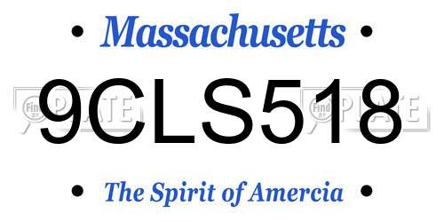 9CLS518 Massachusetts License Plate