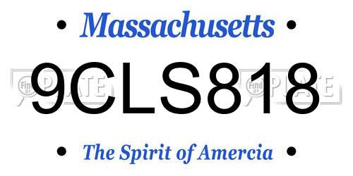 9CLS818 Massachusetts License Plate