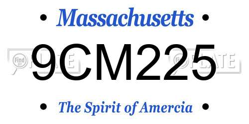 9CM225 Massachusetts License Plate