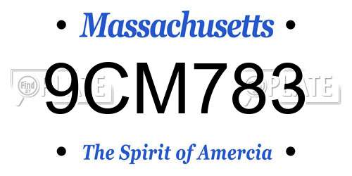 9CM783 Massachusetts License Plate