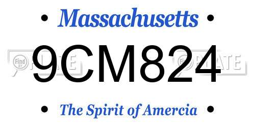 9CM824 Massachusetts License Plate