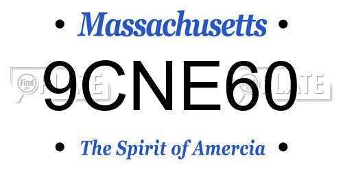 9CNE60 Massachusetts License Plate