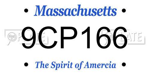 9CP166 Massachusetts License Plate