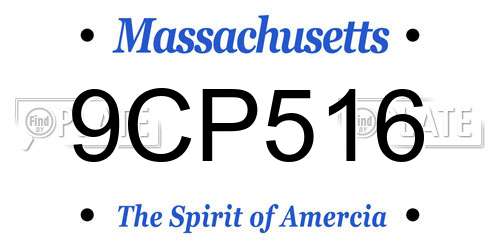 9CP516 Massachusetts License Plate