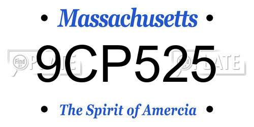 9CP525 Massachusetts License Plate