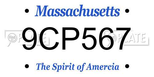 9CP567 Massachusetts License Plate