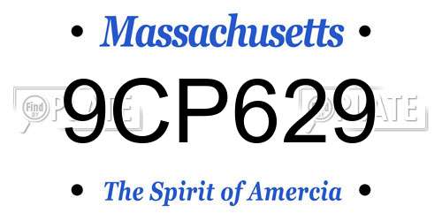 9CP629 Massachusetts License Plate
