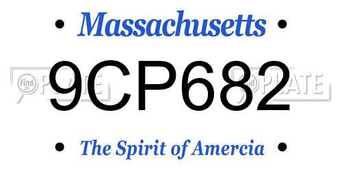 9CP682 Massachusetts License Plate