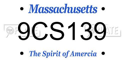 9CS139 Massachusetts License Plate