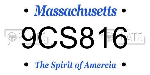 9CS816 Massachusetts License Plate