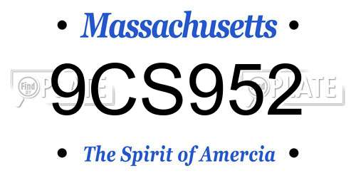 9CS952 Massachusetts License Plate