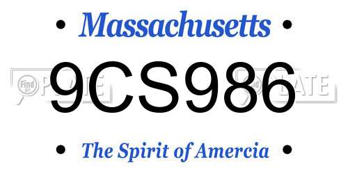 9CS986 Massachusetts License Plate