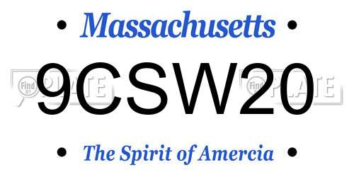 9CSW20 Massachusetts License Plate