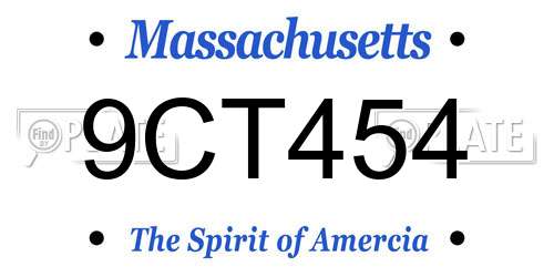 9CT454 Massachusetts License Plate