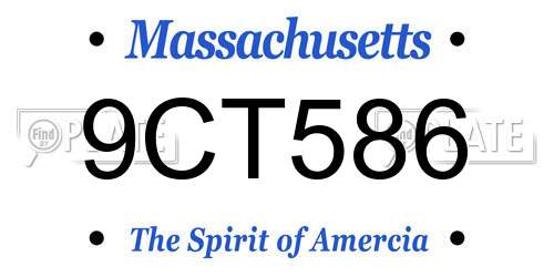 9CT586 Massachusetts License Plate