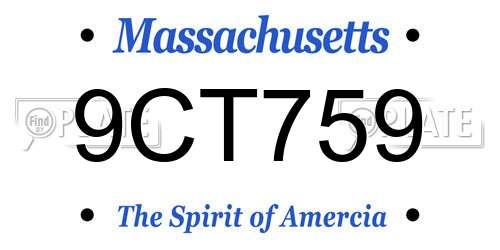 9CT759 Massachusetts License Plate