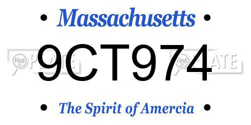 9CT974 Massachusetts License Plate