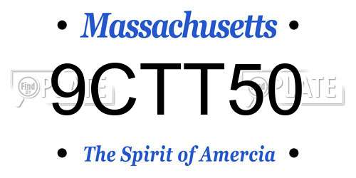 9CTT50 Massachusetts License Plate