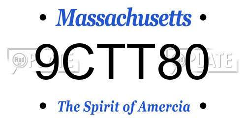 9CTT80 Massachusetts License Plate