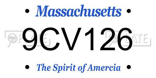 9CV126 Massachusetts License Plate