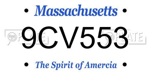 9CV553 Massachusetts License Plate