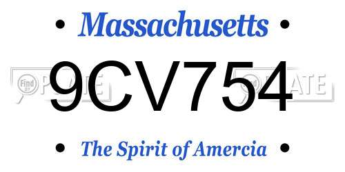9CV754 Massachusetts License Plate