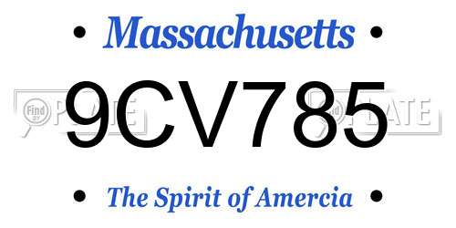 9CV785 Massachusetts License Plate