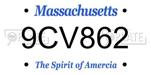 9CV862 Massachusetts License Plate